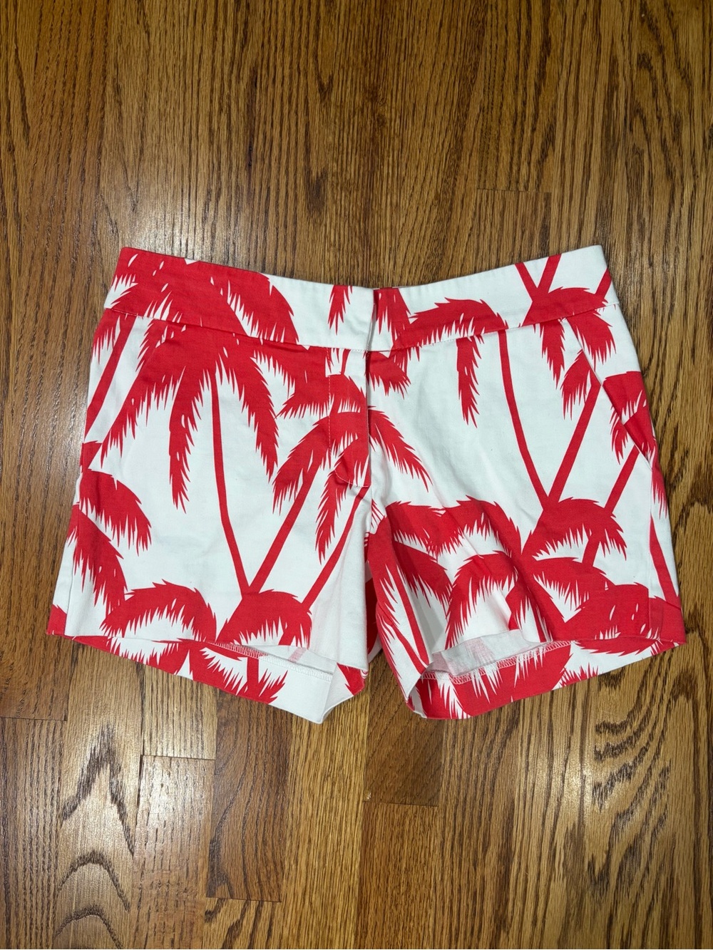Britt Ryan Red Tropical Palm-Print Cotton Bermuda Shorts (0)
